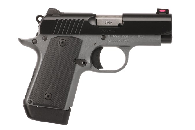 Kimber Micro 9 Shadow Ghost 9mm 3.15" Gray/Black Fiber Optic Bead Front Sight; Fixed Rear Sight; Checkered Grip;