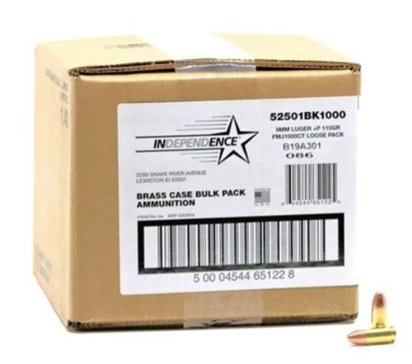 IND 9MM+P 115GR FMJ BRASS 1000/1