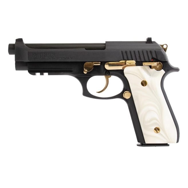 Taurus PT92 9MM 5'' 2x17 RDS BK/BK GOLD ACCENT W PEARL
