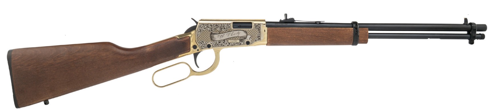 ROSSI RIO BRAVO RIL 22LR 18IN BBL PVD GOLD/DARK HW ENGRAVED BUFFALO BILL15/RD