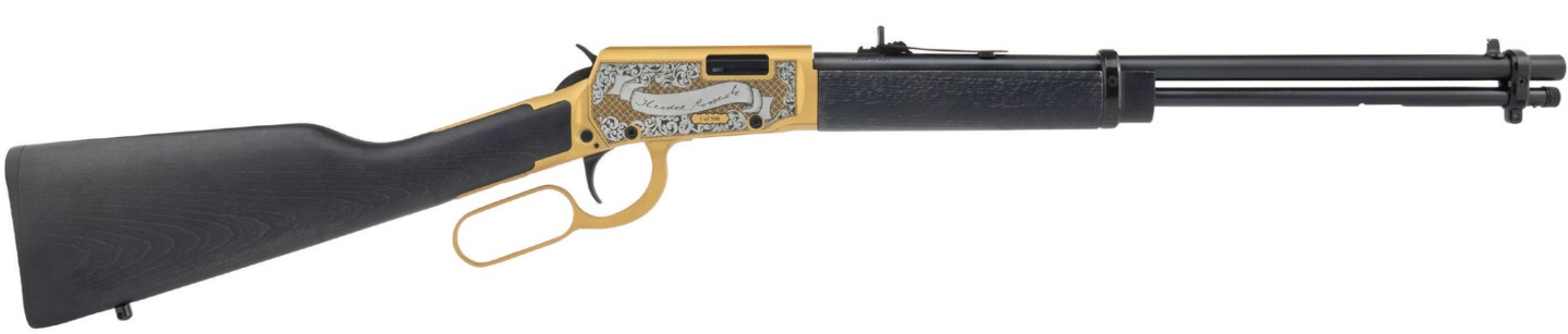 ROSSI RIO BRAVO 22LR 18IN BARREL 15RD LEVER ACTION HARDWOOD STOCK GOLD CERAKOTE ENGRAVED THEODORE ROOSEVELT RL22181WD-GLD2TR