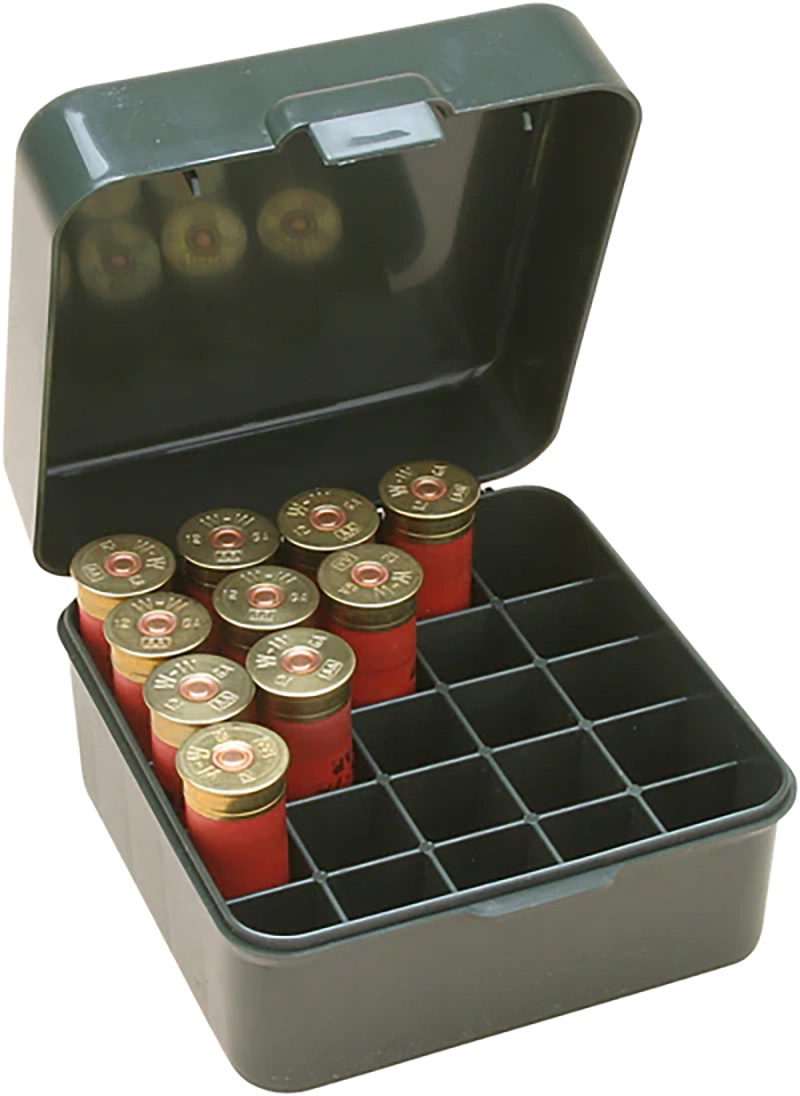MTM SHOTSHELL BOX 25 RD FLIP-TOP 12 20 GAUGE UP TO 3" FOREST GREEN