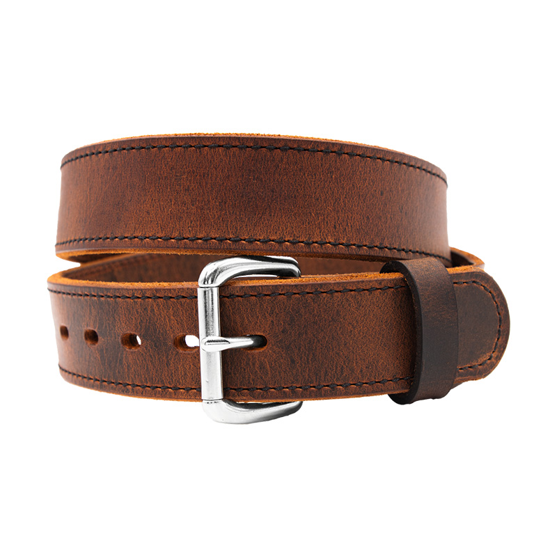 RANCHER CARRY BELT - DOUBLE-PLY LEATHER - RAW EDGE - BROWN - SIZE 42"