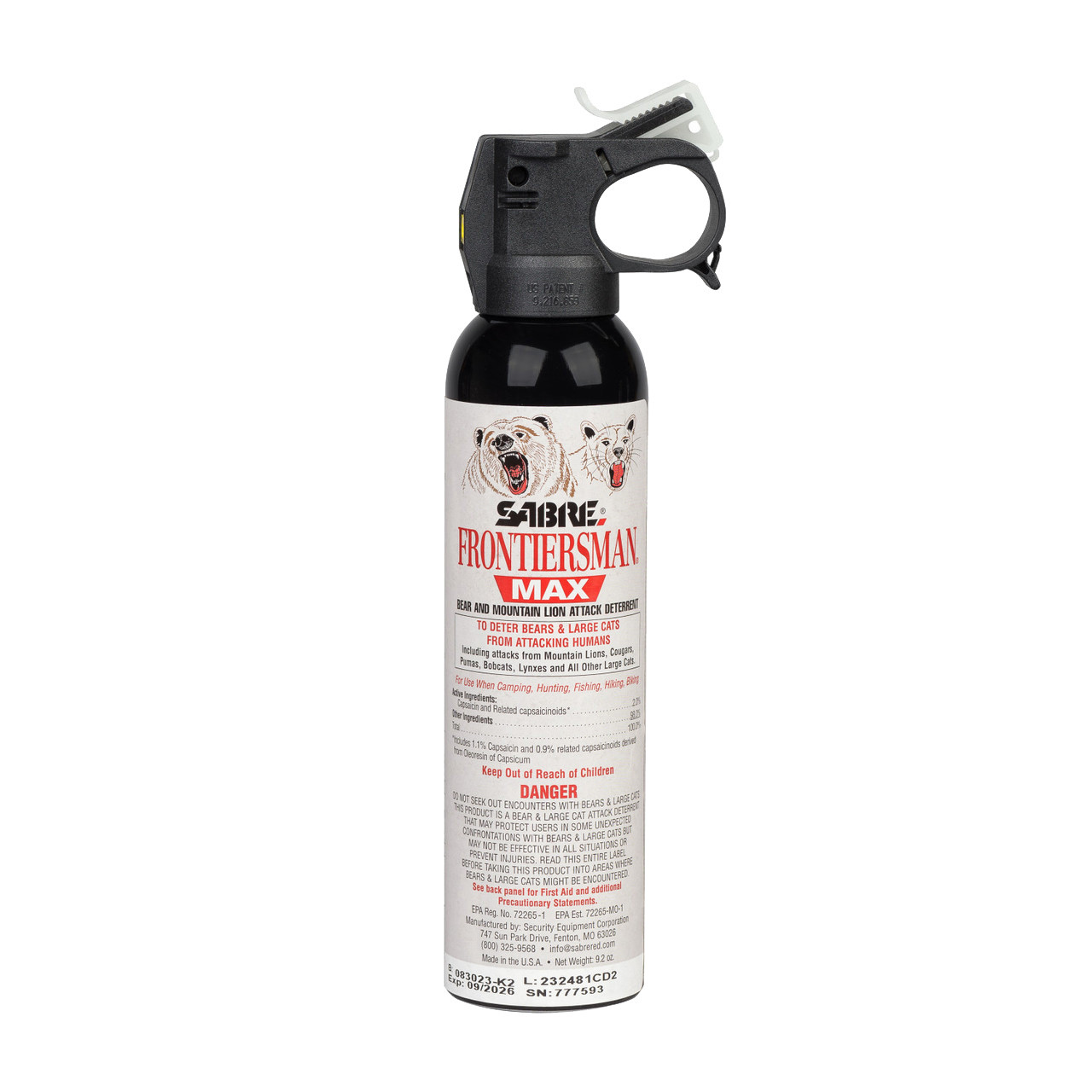 SABRE 9.2OZ BEAR/MNT LION SPRAY BLK