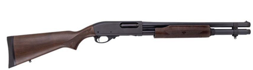 REM 870 TAC Hardwood Home Defense 20GA 18.5" Cylinder Choke, Bead Sight, Matte, Wood Stock and Forearm Extended Mag