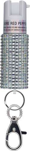 SABRE JEWELED SPRAY W/KEY RING SLV