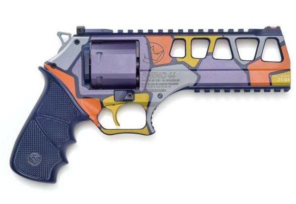 CHIAPPA RHINO REVOLVER L FRAME 60 SAR ELITE LIMITED EDITION 44 PCS 44MAG 6IN BARREL 6RD FIBER OPTIC FRONT SIGHT ADJ REAR SIGHT CUSTOM ALUMINUM GRIP CF340.348