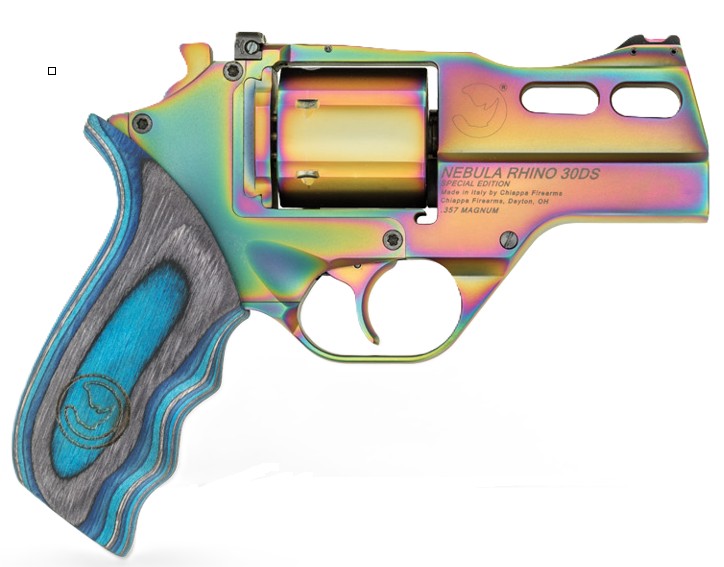 Chiappa RHINO 30 SAR 357MAG 3IN BARREL 6RD NEBULA FIBER OPTIC FRONT SIGHT MEDIUM BLUE LAMINATE GRIP 3 MOON CLIPS CF340.354 - Chiappa Firearms - .357 MAGNUM