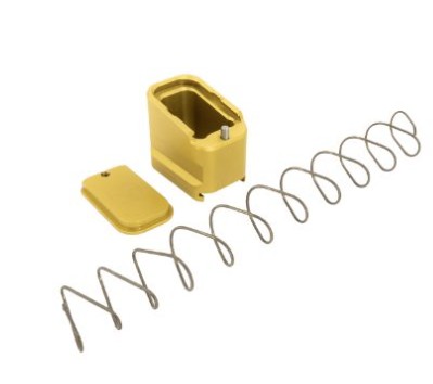 SHIELD ARMS MAG EXTENSION +5/4 GOLD FITS GLOCK 19/23 MAGS