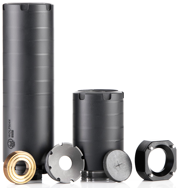 Dead Air Wolfman Modular 9mm Subgun/Pistol Silencer w/ Key Micro Adapter