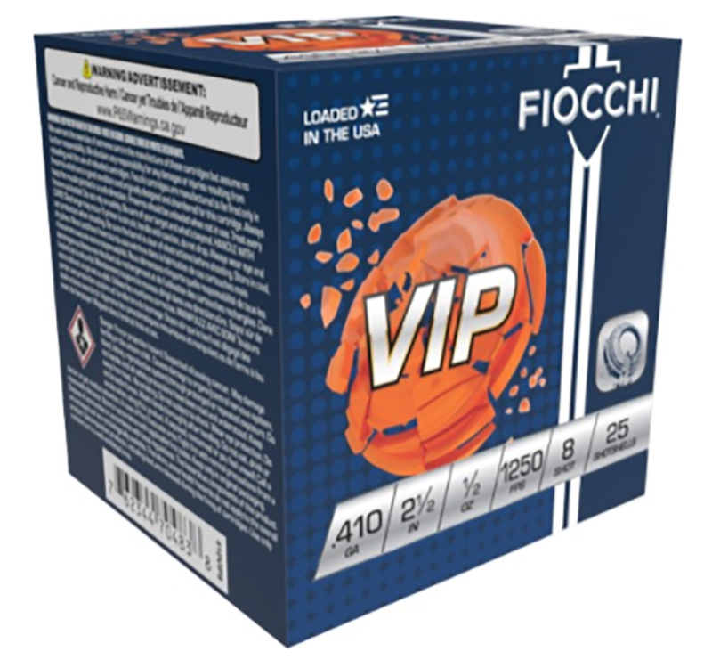 FIOCCHI EXACTA TARGET VIP AMO 410GA 2.5 IN 1/2 OZ #8 1250FPS 25-RD ( 10 BOXES PER CASE )