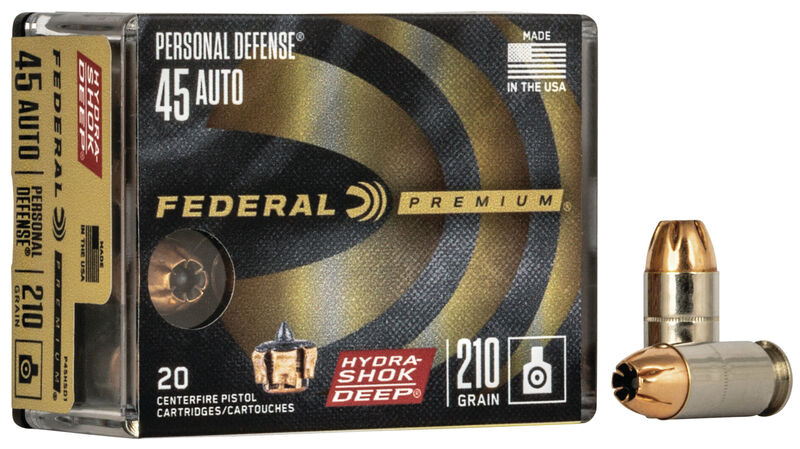 FEDERAL PREMIUM HYDRA SHOK DEEP AMO 45 AUTO 210GR HP 20RD (10 BOX CASE)