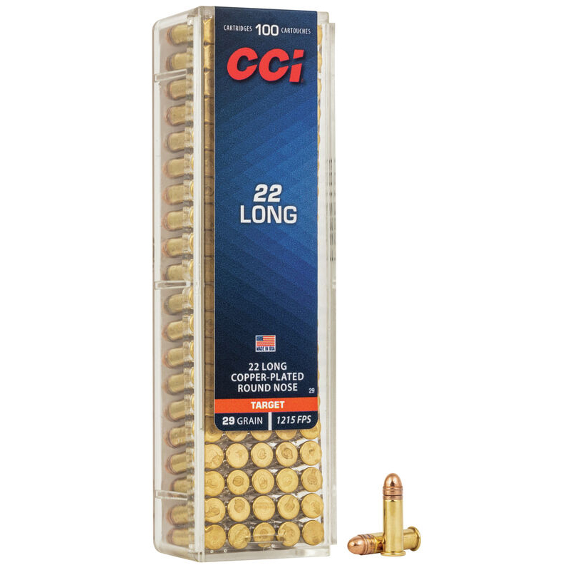CCI Target & Plinking Rimfire Ammo 22 Long 29 Gr. Copper-Plated Round Nose 100 Rd. Target & Plinking Rimfire 22 Long 29 Gr. Copper-Plated Round Nose 100 Rd. Ammo