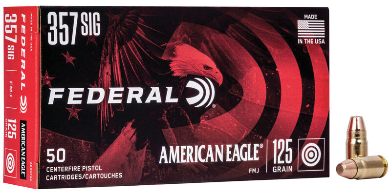 FEDERAL 357 SIG 125GR FULL METAL JACKET AMMO 50RD