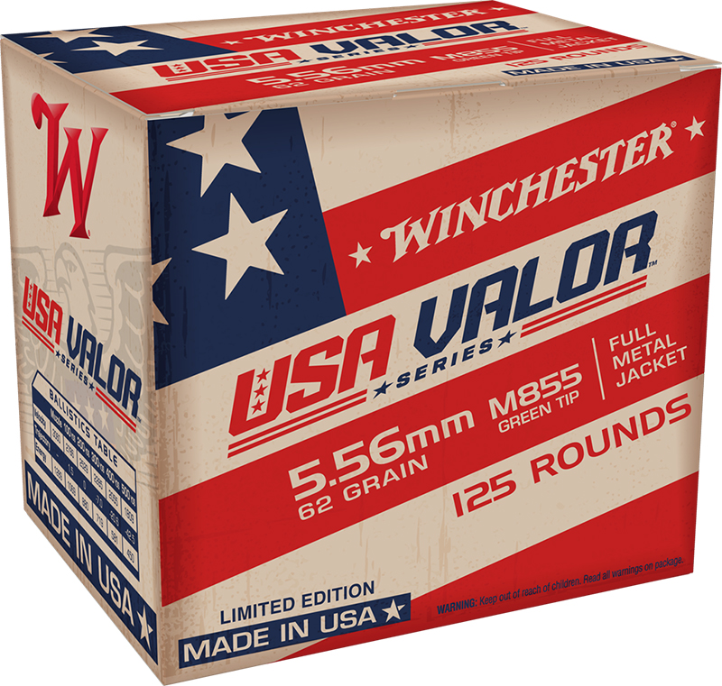 USA Valor 5.56mm M855 62gr FMJ 125RD BOX GREEN TIP