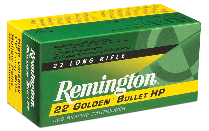 Remington 21008 Golden Bullet 22LR, High Velocity 36-Grain Plated Hollow Point, 500 Rounds