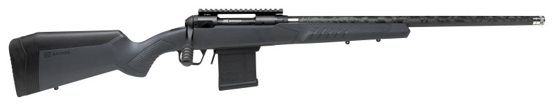 ~Savage 110 Carbon Tactical 6.5 Creedmoor 22"Barre 10 Round Magazine, Proof Research Threaded SS Carbon Wrapped Barrel, 1Piece 20 MOA Optic Rail, Grey Beavertail AccuStock, AccuTrigger