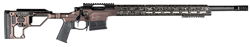 Christensen Arms Modern Precision Ultra-Lightweight Chassis Rifle, 6.5 Creedmoor, 24" Carbon Fiber Barrel, Black Nitride Finish, Desert Brown Anodized Folding Stock