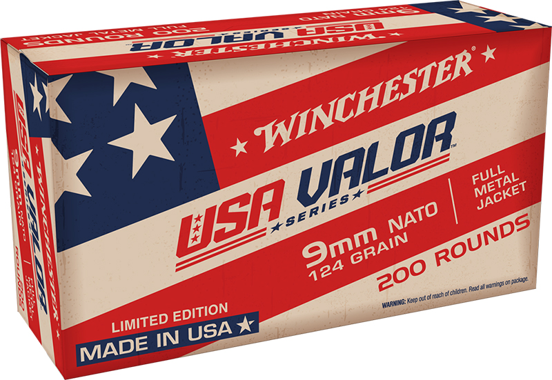 USA Valor 9mm NATO 124gr FMJ 200 RD BOX